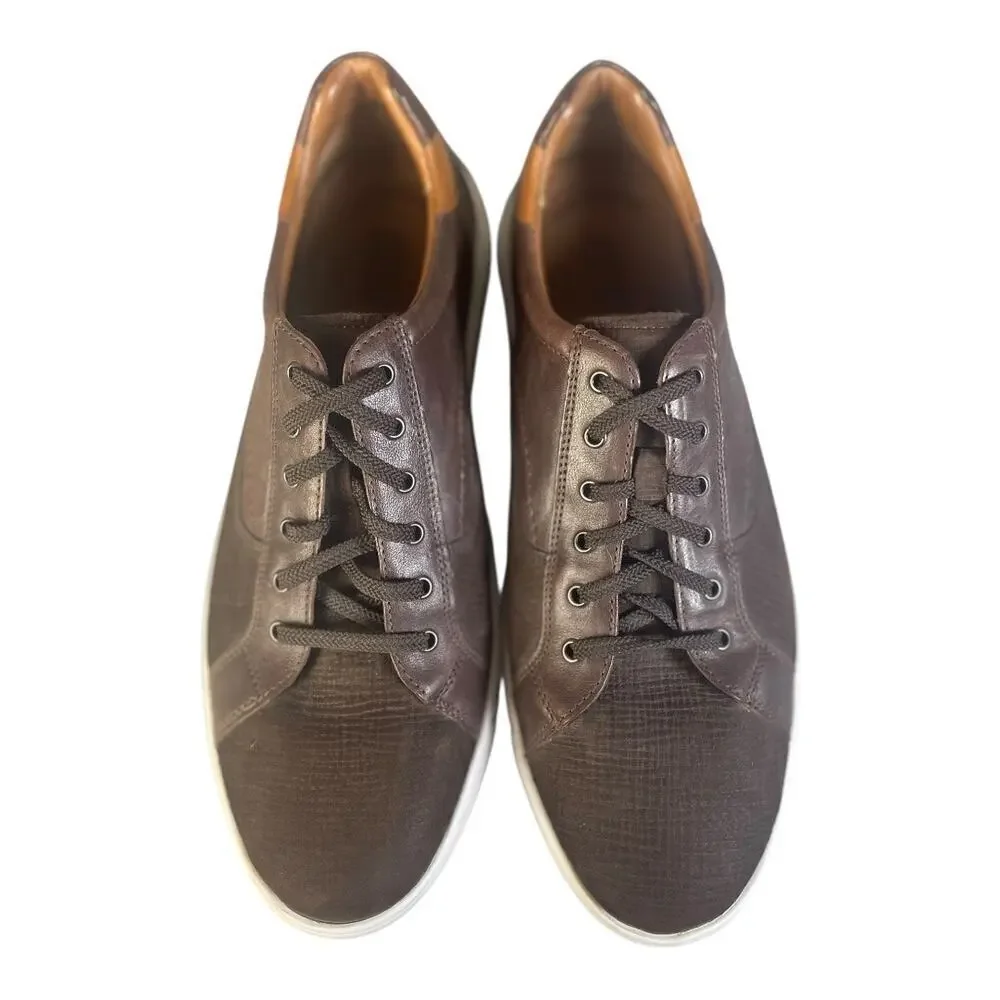 Johnston & Murphy Men’s McFarland Brown Suede Lace Up Sneakers Size-9M